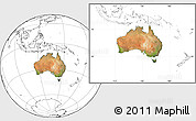 Satellite Location Map of Australia, blank outside