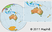 Satellite Location Map of Australia, political outside