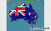 Flag Map of Australia, satellite outside