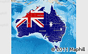 Flag Map of Australia, shaded relief outside