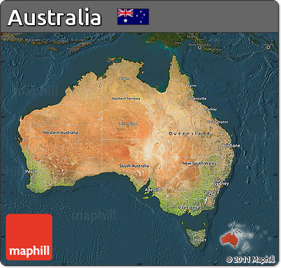 Satellite Map of Australia, darken