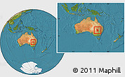 Satellite Location Map of Bourke, within the entire country