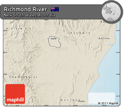 Shaded Relief Map of Richmond River