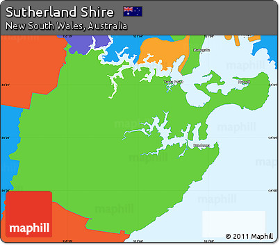 Political Simple Map of Sutherland Shire