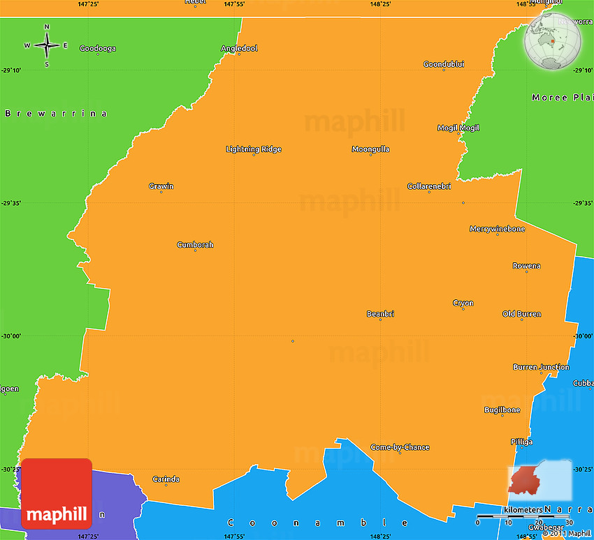 Political Simple Map of Walgett
