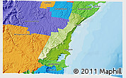Physical 3D Map of Wollongong, political outside