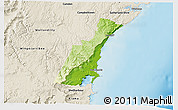 Physical 3D Map of Wollongong, shaded relief outside