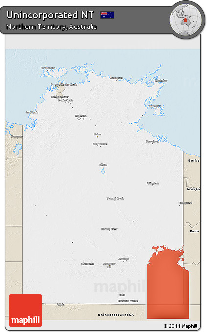 Classic Style 3D Map of Unincorporated NT