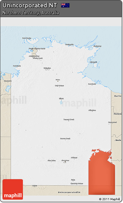 Classic Style 3D Map of Unincorporated NT