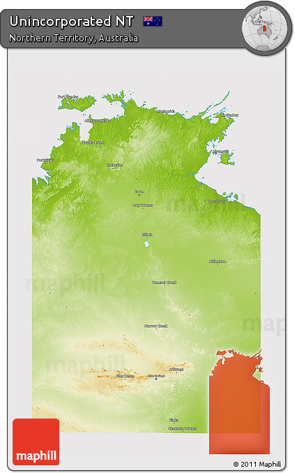 Physical 3D Map of Unincorporated NT, cropped outside