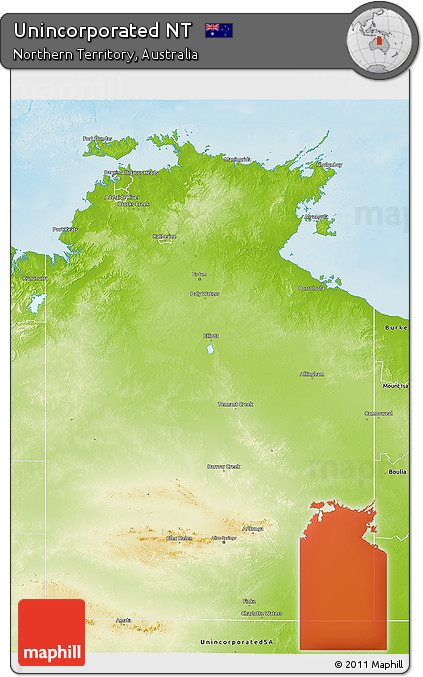Physical 3D Map of Unincorporated NT