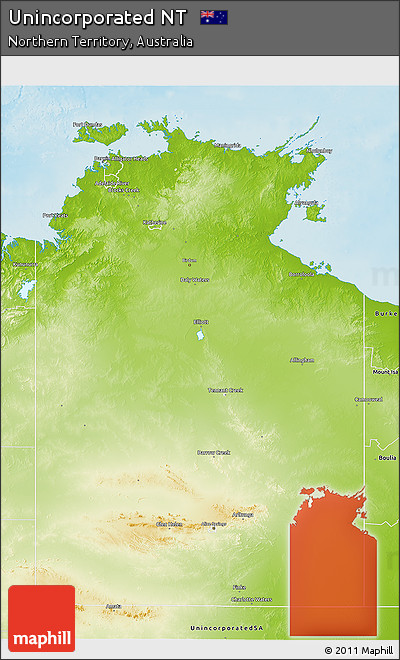 Physical 3D Map of Unincorporated NT