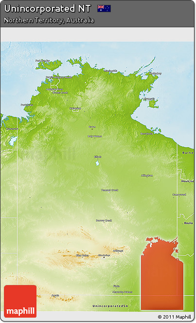 Physical 3D Map of Unincorporated NT