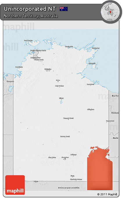 Silver Style 3D Map of Unincorporated NT