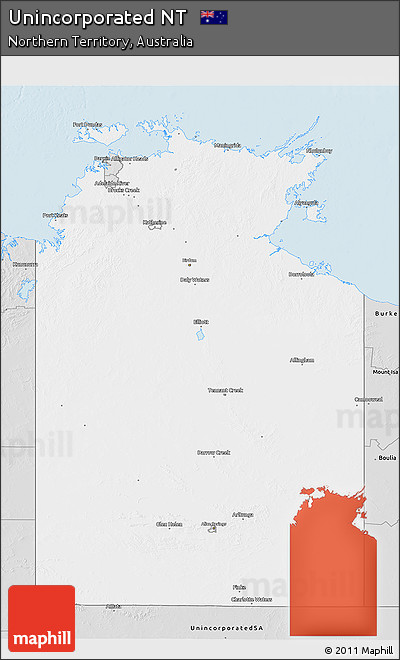 Silver Style 3D Map of Unincorporated NT