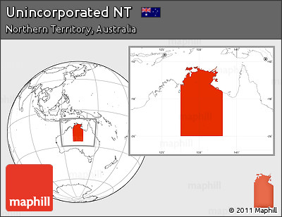Blank Location Map of Unincorporated NT, highlighted parent region