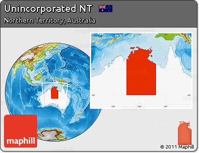 Physical Location Map of Unincorporated NT, highlighted country