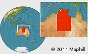 Satellite Location Map of Unincorporated NT, highlighted parent region