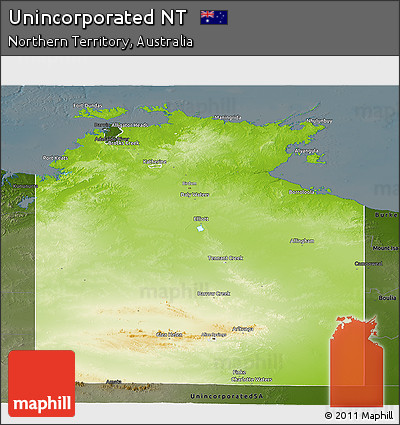 Physical Panoramic Map of Unincorporated NT, darken