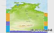 Physical Panoramic Map of Unincorporated NT, political outside