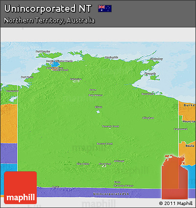 Political Panoramic Map of Unincorporated NT