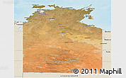 Satellite Panoramic Map of Unincorporated NT, shaded relief outside