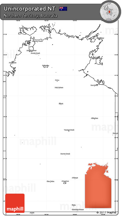 Blank Simple Map of Unincorporated NT