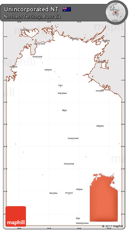 Classic Style Simple Map of Unincorporated NT, cropped outside