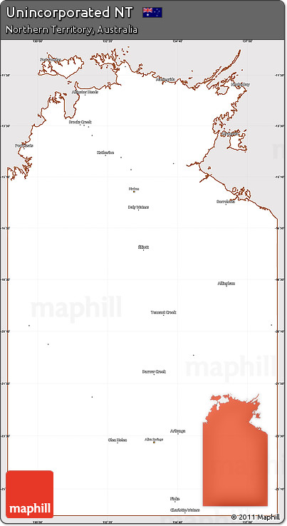 Classic Style Simple Map of Unincorporated NT, cropped outside
