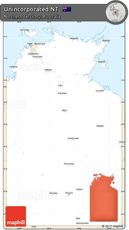 Classic Style Simple Map of Unincorporated NT
