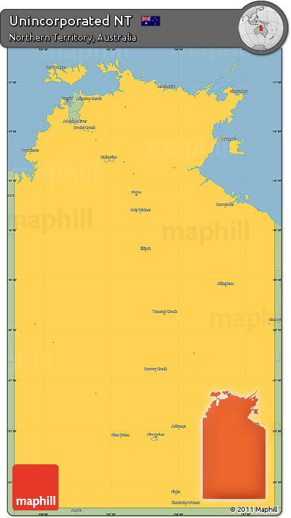 Savanna Style Simple Map of Unincorporated NT