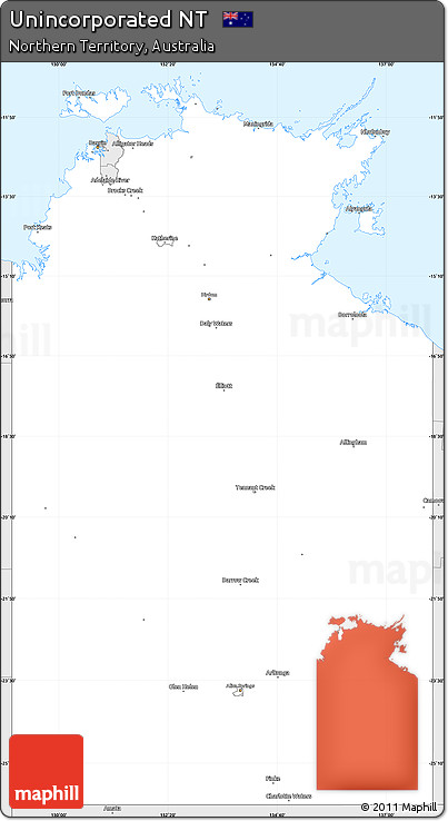 Silver Style Simple Map of Unincorporated NT