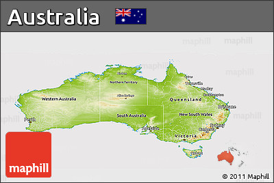 Physical Panoramic Map of Australia, cropped outside