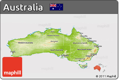 Physical Panoramic Map of Australia, cropped outside