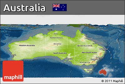 Physical Panoramic Map of Australia, darken