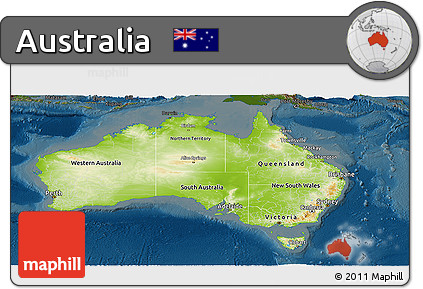 Physical Panoramic Map of Australia, darken