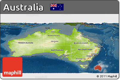 Physical Panoramic Map of Australia, darken