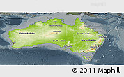 Physical Panoramic Map of Australia, darken, semi-desaturated