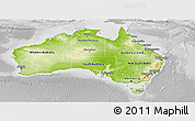 Physical Panoramic Map of Australia, lighten, desaturated