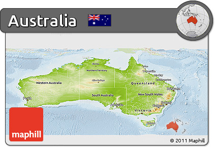 Physical Panoramic Map of Australia, lighten