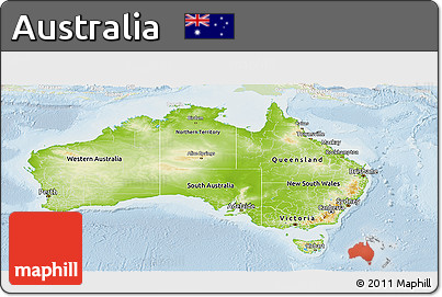 Physical Panoramic Map of Australia, lighten
