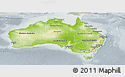 Physical Panoramic Map of Australia, lighten, semi-desaturated