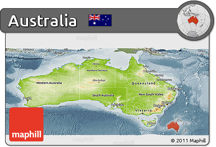 Physical Panoramic Map of Australia, semi-desaturated