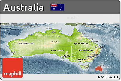 Physical Panoramic Map of Australia, semi-desaturated
