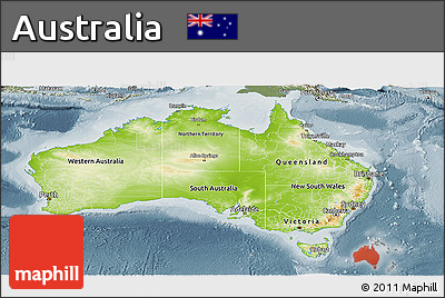 Physical Panoramic Map of Australia, semi-desaturated