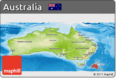 Physical Panoramic Map of Australia, single color outside