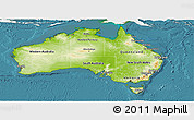 Physical Panoramic Map of Australia, single color outside, satellite sea