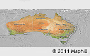 Satellite Panoramic Map of Australia, lighten, desaturated