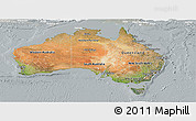 Satellite Panoramic Map of Australia, lighten, semi-desaturated