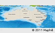 Shaded Relief Panoramic Map of Australia, physical outside